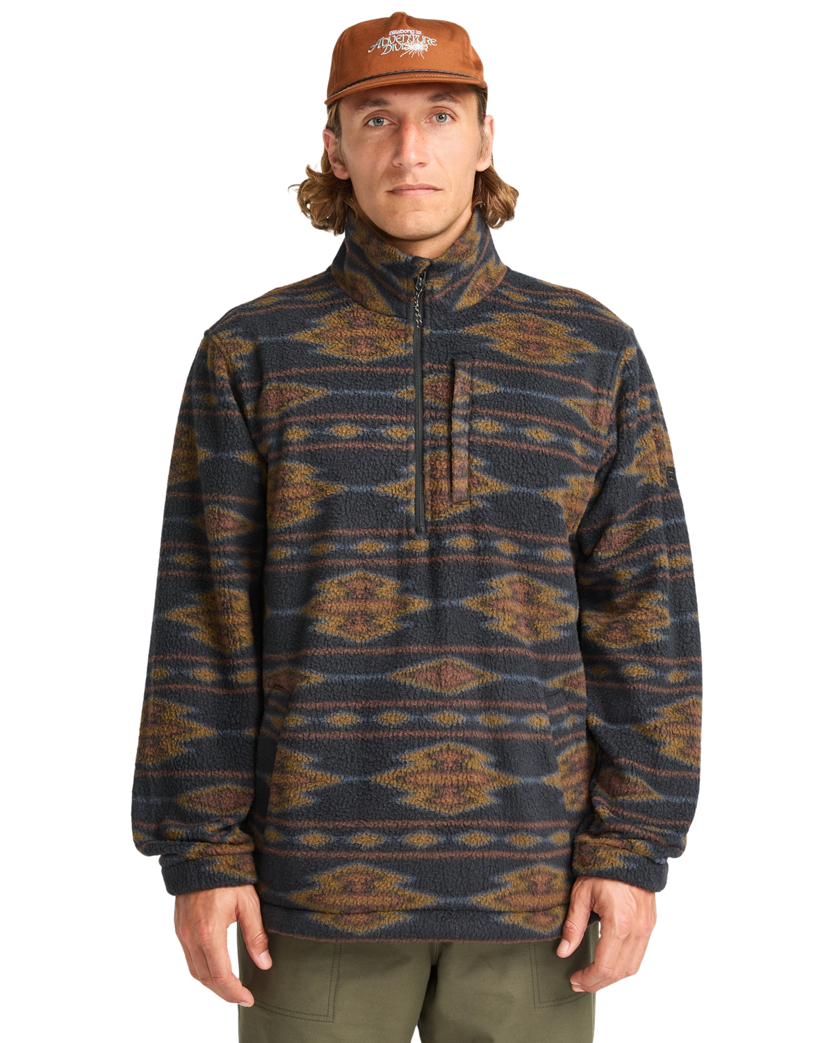 Adventure Division Boundary Mock 1/2 Zip Fleece Jacket in Black 1
