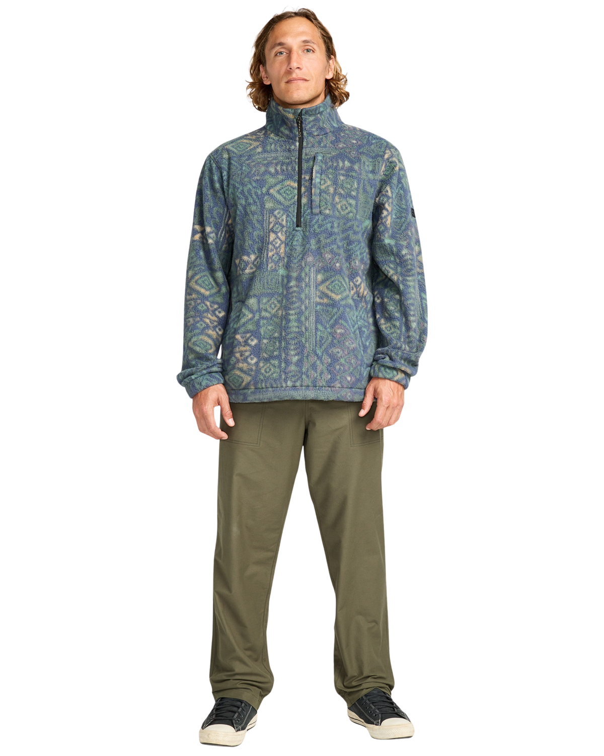 Adventure Division Boundary Mock 1/2 Zip Fleece Jacket in Navy