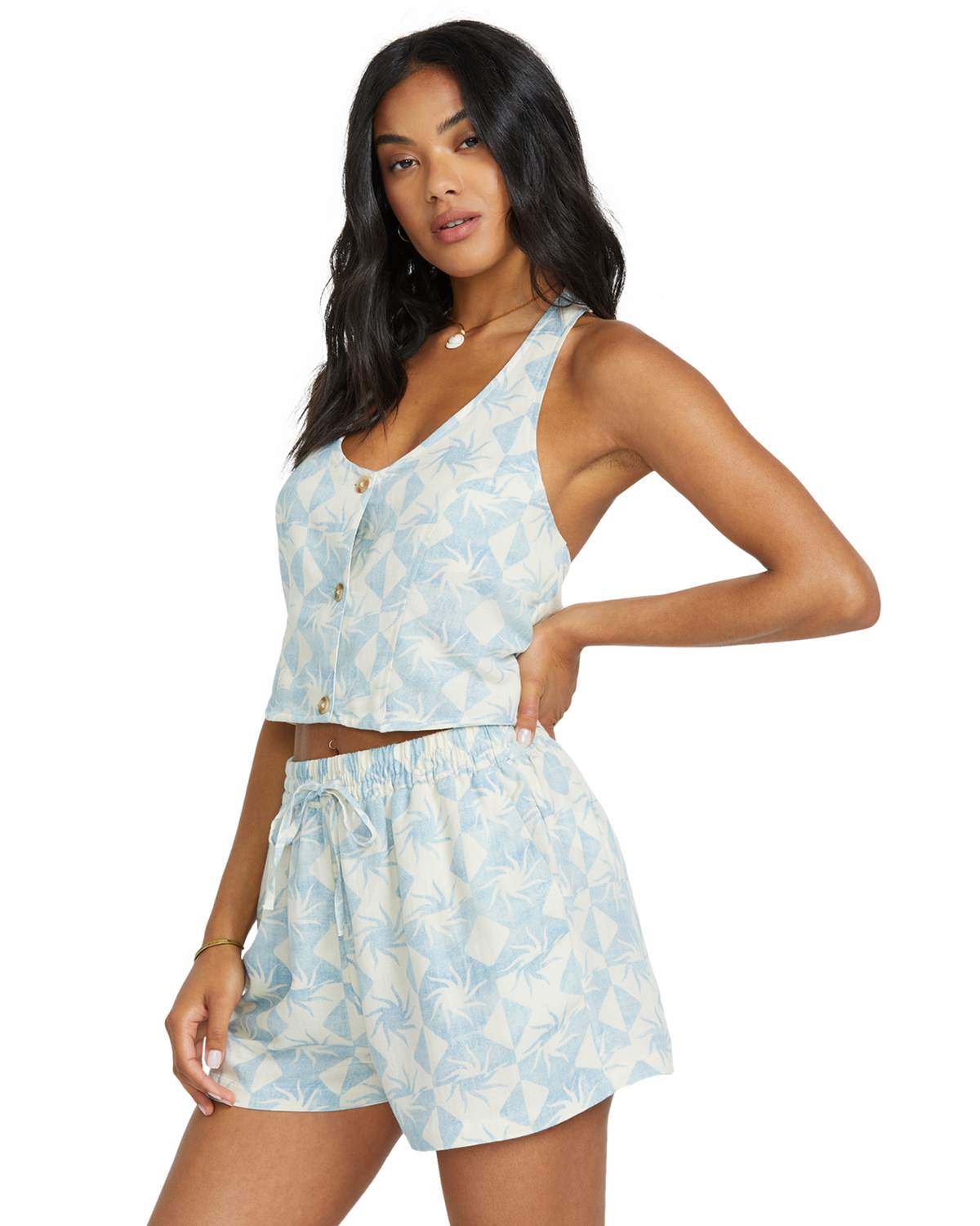 The Billabong Womens Go West Crop Top in Powder Blue