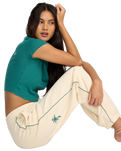 The Billabong Womens Triple Palms Fleece Joggers in Whitecap
