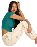 The Billabong Womens Triple Palms Fleece Joggers in Whitecap