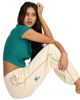 The Billabong Womens Triple Palms Fleece Joggers in Whitecap