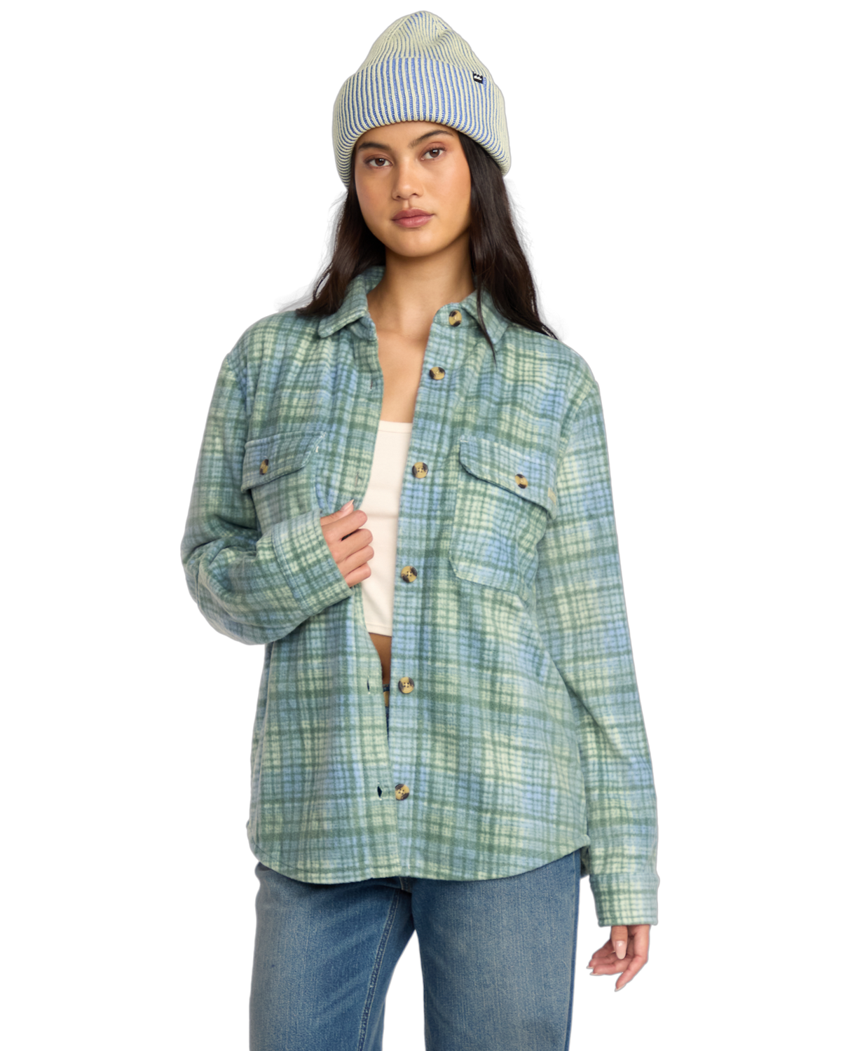 The Billabong Womens Forge Fleece Shacket in Multi