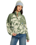 The Billabong Womens Adventure Division Popoyo Snap Fleece Jacket in Seagrass