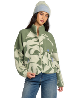 The Billabong Womens Adventure Division Popoyo Snap Fleece Jacket in Seagrass