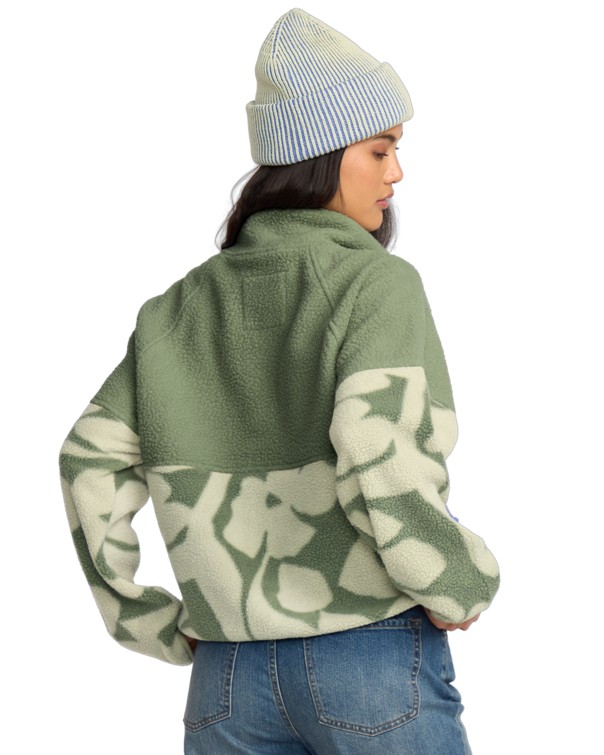 The Billabong Womens Adventure Division Popoyo Snap Fleece Jacket in Seagrass