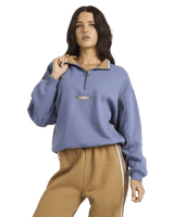 Wave Break 1/2 Zip Sweatshirt in Stone Blue