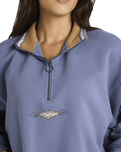 Wave Break 1/2 Zip Sweatshirt in Stone Blue
