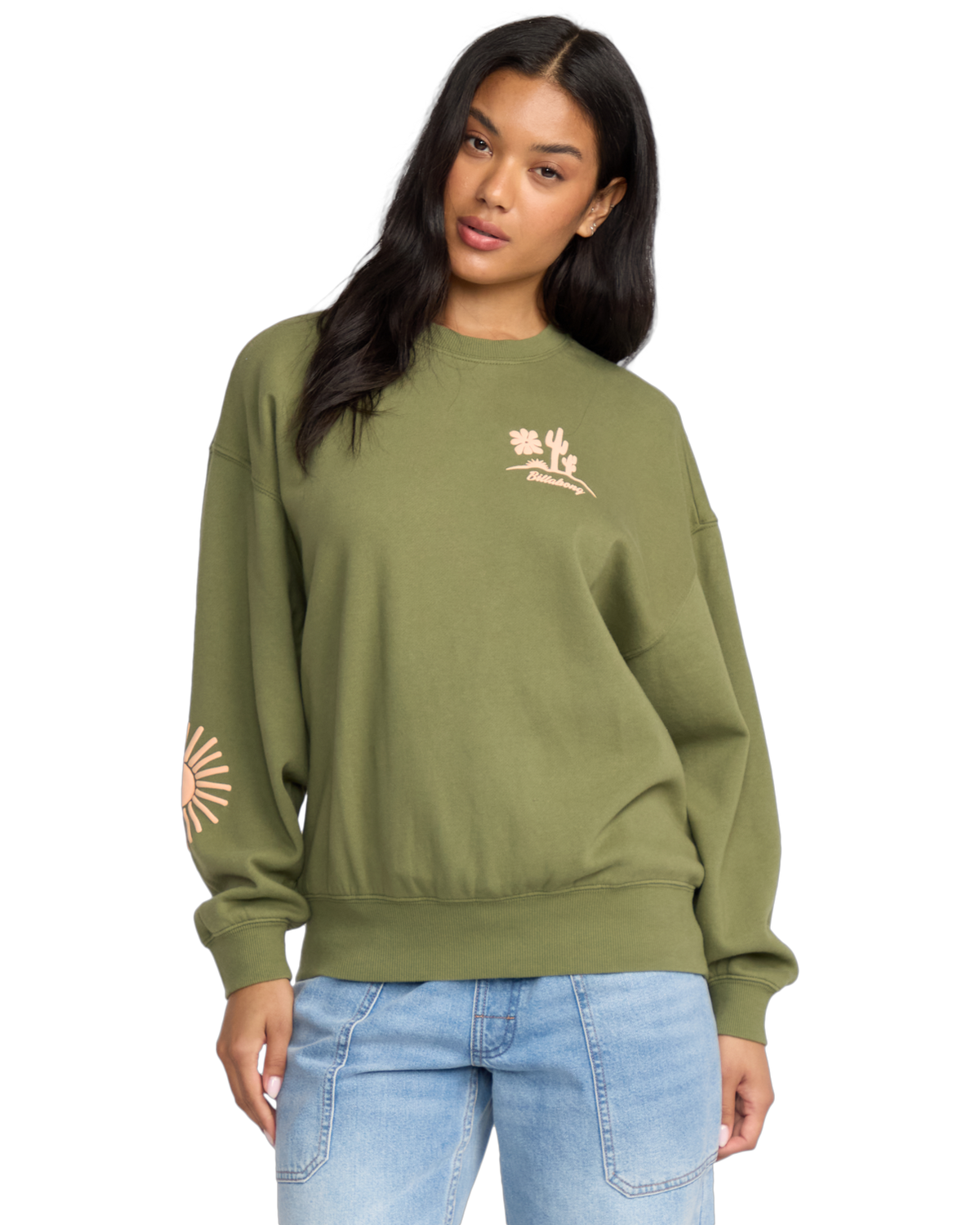 The Billabong Womens Sun Wave Livin Kendal Sweatshirt in Luv Army