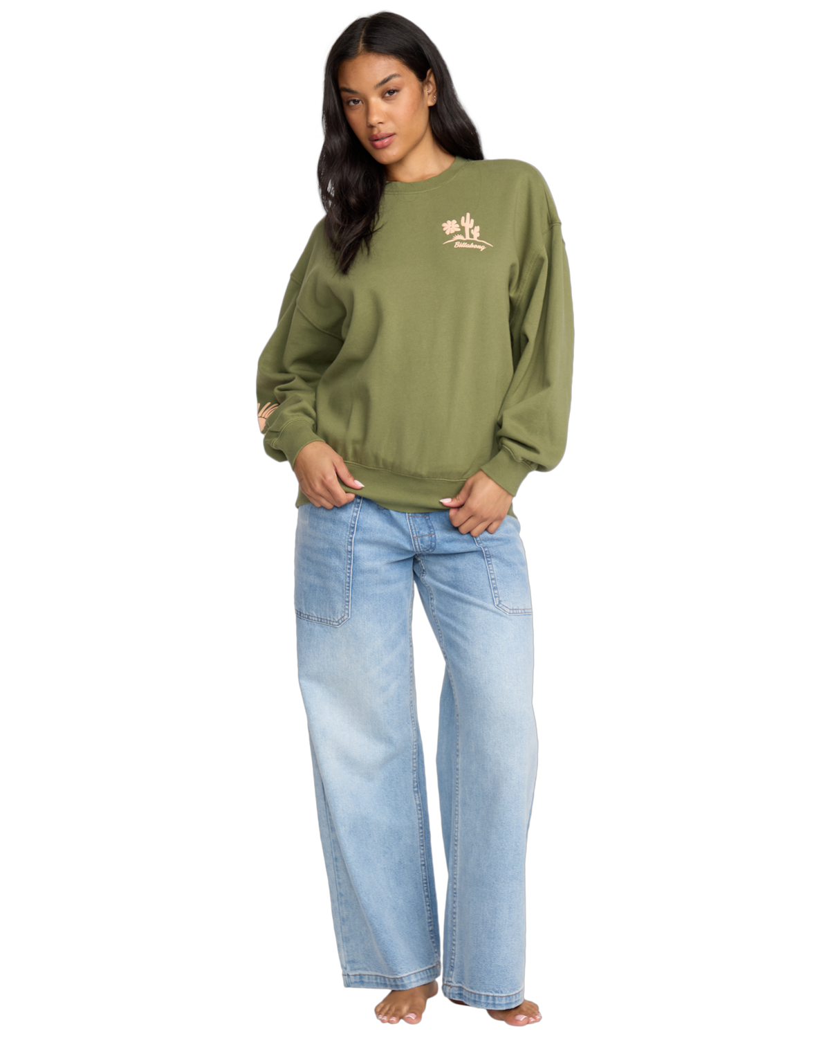 The Billabong Womens Sun Wave Livin Kendal Sweatshirt in Luv Army