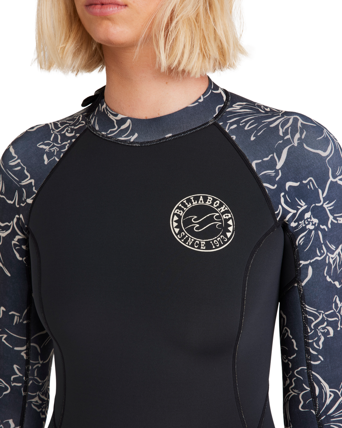 The Billabong Womens Spring Fever Natural 2/2mm Back Zip Spring Wetsuit in Black Pebble