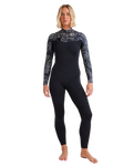 The Billabong Womens Salty Dayz Natural 3/2mm Chest Zip Wetsuit in Black Pebble