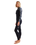 The Billabong Womens Salty Dayz Natural 3/2mm Chest Zip Wetsuit in Black Pebble