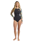 Salty Dayz Natural Front Zip Spring Wetsuit in Black Tropical