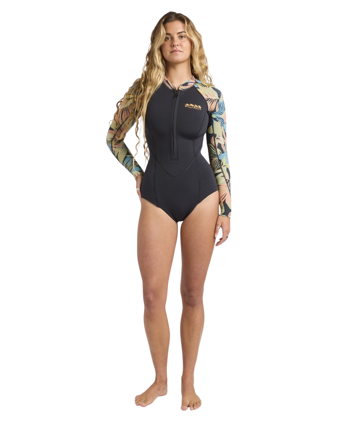 Salty Dayz Natural Front Zip Spring Wetsuit in Black Tropical