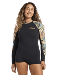 Spring Fever Natural 2/2mm Back Zip Spring Wetsuit in Black Tropical