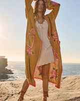 The Spell Womens Coastal Granny Maxi Cardigan in Mustard
