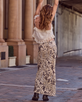 The Spell Womens Snow Leopard Maxi Skirt in Animal