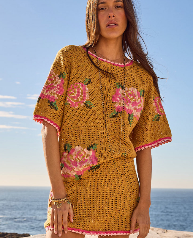 The Spell Womens Coastal Granny Top in Mustard