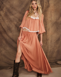 Poison Peach Maxi Skirt in Rose