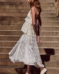 The Spell Womens Labyrinth Lace Maxi Skirt in Cloud Cream