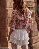 Labyrinth Lace Mini Skirt in Cloud Cream