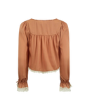 Poison Peach Lace Puff Sleeve Top in Rose