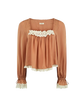 Poison Peach Lace Puff Sleeve Top in Rose