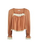 Poison Peach Lace Puff Sleeve Top in Rose