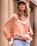 Poison Peach Lace Puff Sleeve Top in Rose