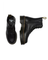 The Dr Martens Womens Jadon III Pisa Leather Platform Boots in Black Pisa