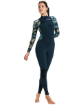 Swell Series Natural 5/4mm Chest Zip Wetsuit in Black Floral