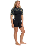 Swell Natural 2mm Back Zip Shorty Spring Wetsuit in Black Floral