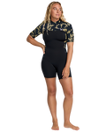 Swell Natural 2mm Back Zip Shorty Spring Wetsuit in Black Floral