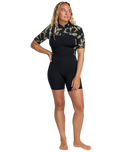 Swell Natural 2mm Back Zip Shorty Spring Wetsuit in Black Floral