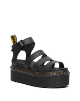 The Dr Martens Womens Blaire Quad Hydro Leather Platform Gladiator Sandals in Black Hydro