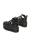 The Dr Martens Womens Blaire Quad Hydro Leather Platform Gladiator Sandals in Black Hydro
