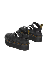 The Dr Martens Womens Blaire Quad Hydro Leather Platform Gladiator Sandals in Black Hydro