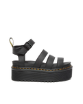 The Dr Martens Womens Blaire Quad Hydro Leather Platform Gladiator Sandals in Black Hydro