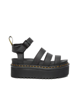The Dr Martens Womens Blaire Quad Hydro Leather Platform Gladiator Sandals in Black Hydro