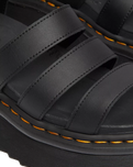 The Dr Martens Womens Blaire Quad Hydro Leather Platform Gladiator Sandals in Black Hydro