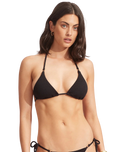 The Seafolly Womens Sea Dive Tri Bikini Top in Black