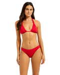 The Seafolly Womens Collective Multi Fit Longline Tri Bikini Top in Cosmo Red