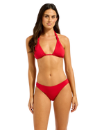 The Seafolly Womens Collective Multi Fit Longline Tri Bikini Top in Cosmo Red