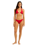 The Seafolly Womens Collective Multi Fit Longline Tri Bikini Top in Cosmo Red