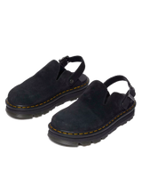 The Dr Martens Womens Zebzag Suede Casual Slingback Platform Mules in Black