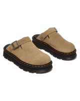 The Dr Martens Womens Zebzag Suede Casual Slingback Platform Mules in Savannah Tan