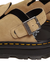 The Dr Martens Womens Zebzag Suede Casual Slingback Platform Mules in Savannah Tan