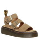 The Dr Martens Womens Gryphon Tumbled Nubuck Leather Platform Sandals in Savannah Tan