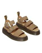 The Dr Martens Womens Gryphon Tumbled Nubuck Leather Platform Sandals in Savannah Tan